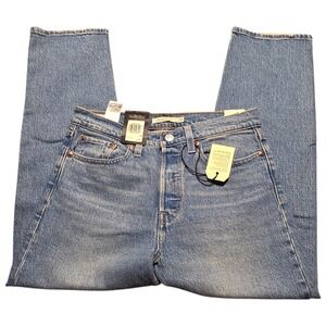 Levi's Premium Women Wedgie Straight Fit High Rise Button Fly Jeans Blue 28 x 26